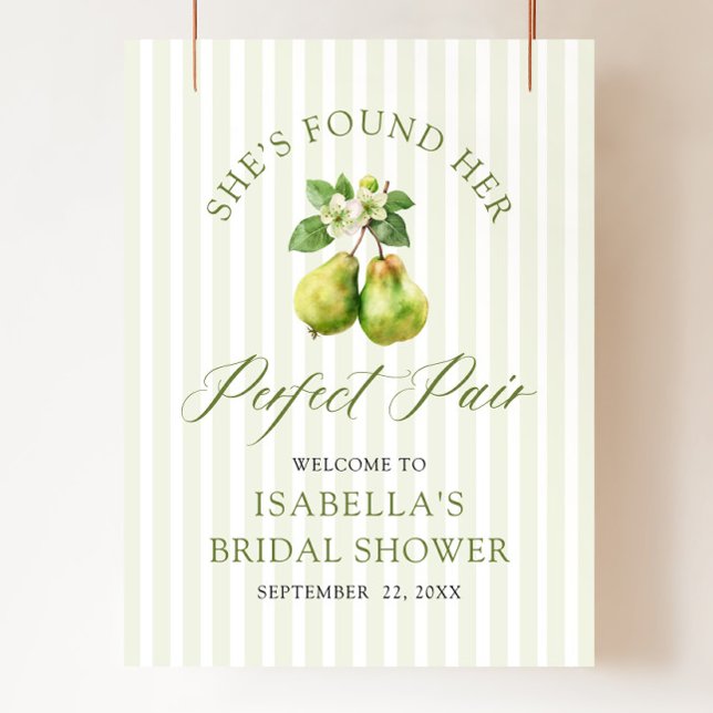 Moderne grüne Gingham Perfect Pair Brautparty Poster (Modern Green Gingham Perfect Pair Bridal Shower Welcome Sign)