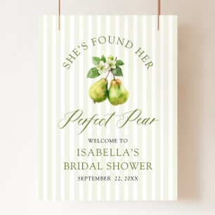 Moderne grüne Gingham Perfect Pear Hochzeitsdusche Poster