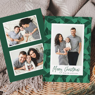 Moderne grüne Glasmalerei Frohe Weihnachten 3 Foto