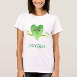 Moderne Grüne Glückliche Herzblatt T-Shirt