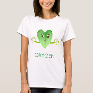 Moderne Grüne Glückliche Herzblatt T-Shirt