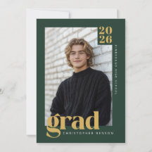 Moderne grüne Gold-Foto-Abschlussfeier