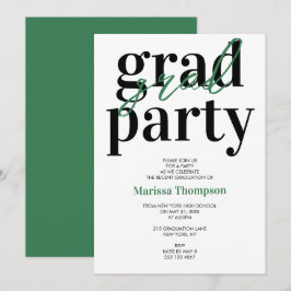 Moderne grüne Graduierungspartei für Kalligrafie Einladung