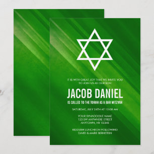 Moderne grüne Grunge Bar Mitzvah Einladungen