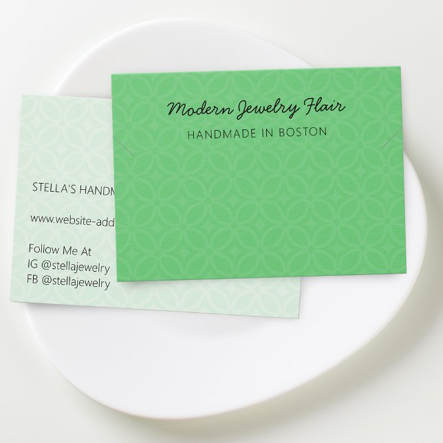 Moderne grüne Halsketten- und Armband-Displaykarte (Modern Pattern Green Necklace Display Card)