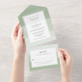 Moderne grüne Hochzeit in einer Einladung