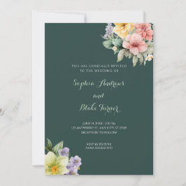Moderne grüne Hochzeitseröffnungsfeiern und Blume  Einladung