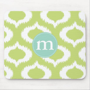 Moderne grüne Ikat Diamanten personalisiert Mousepad
