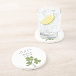 Moderne grüne Irische Leaf Clover Wedding Getränkeuntersetzer