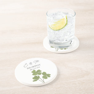 Moderne grüne Irische Leaf Clover Wedding Getränkeuntersetzer