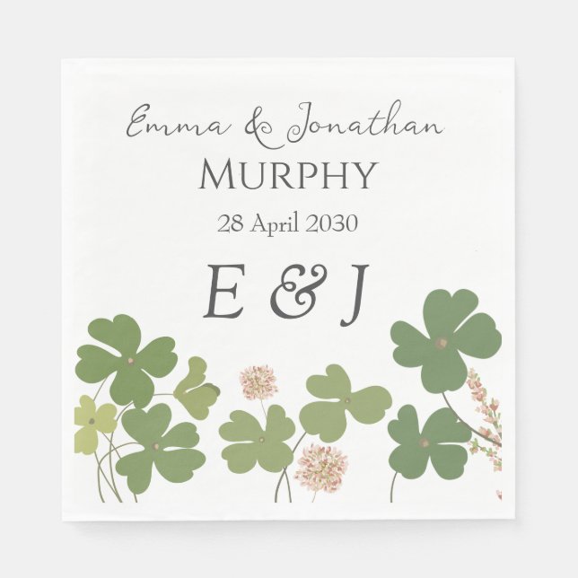 Moderne grüne Irische Leaf Clover Wedding Serviette (Vorderseite)