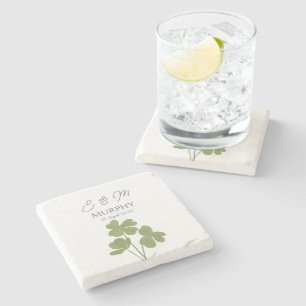 Moderne grüne Irische Leaf Clover Wedding Steinuntersetzer