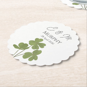 Moderne grüne Irische Leaf Clover Wedding Untersetzer