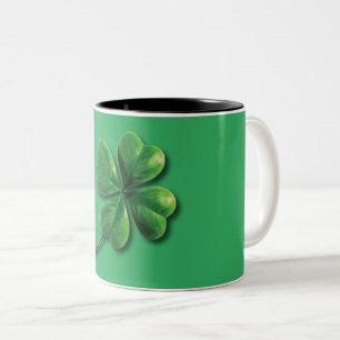 Moderne Grüne Irische Shamrock Zweifarbige Tasse
