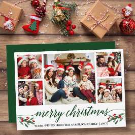 Moderne grüne Kalligrafie 5 Foto Weihnachtsgrün Feiertagskarte