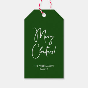 Moderne grüne Kalligrafie Script Frohe Weihnachten Geschenkanhänger