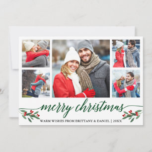 Moderne grüne Kalligraphie 5 Foto Frohe Weihnachte Feiertagskarte