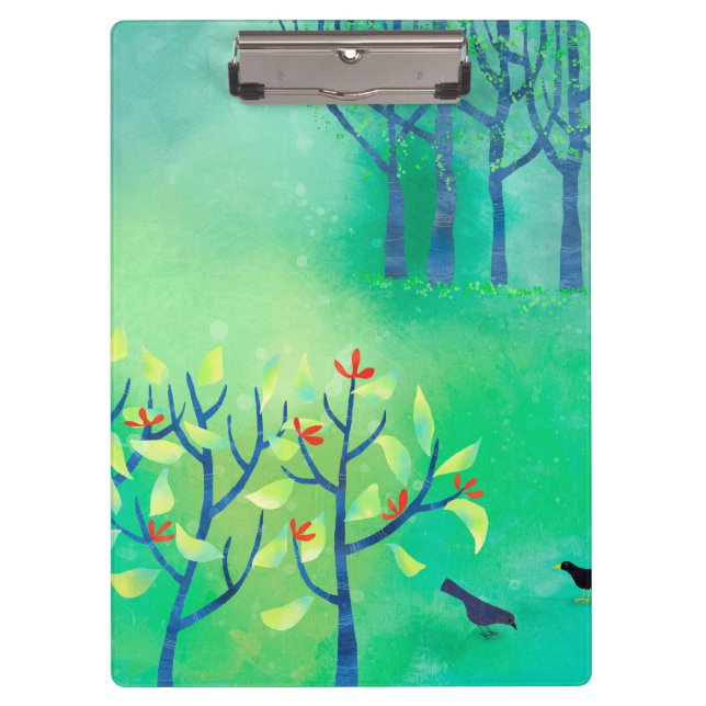 Moderne Grüne Landschaft Kunst Klemmbrett (Vorderseite)