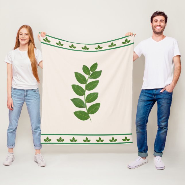 Moderne grüne Lorbeerblätter Fleecedecke (Beispiel)