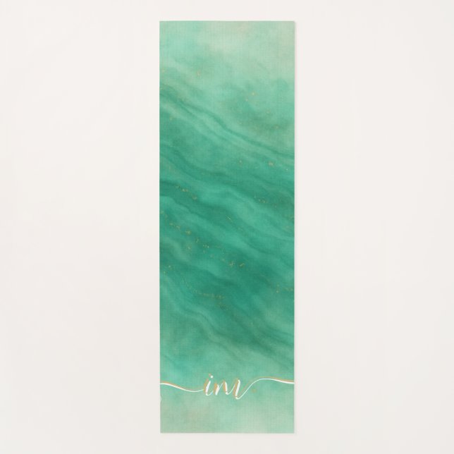 Moderne grüne Marmormatte Abstrakt Yoga Mat mit In Yogamatte (Vorderseite)