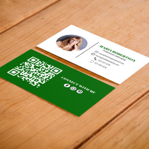 Moderne grüne Minimalistische QR-Kodizes Soziale M Visitenkarte