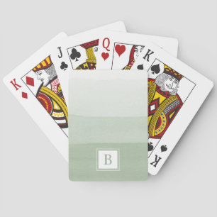 Moderne grüne monogrammierte spielkarten