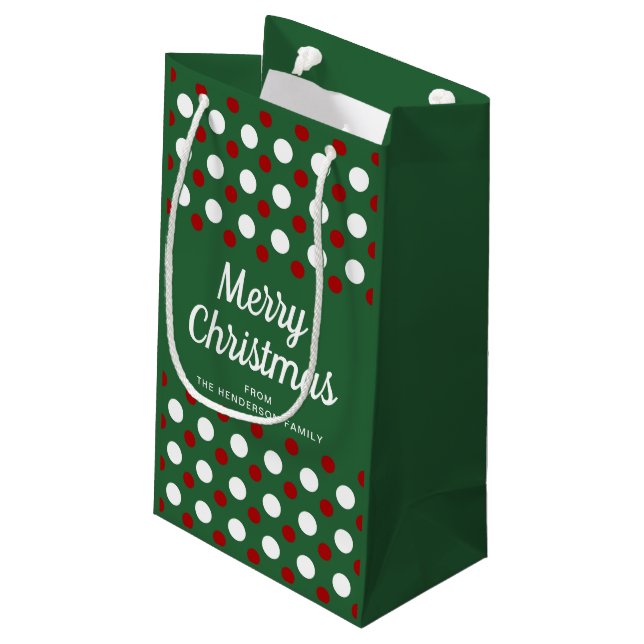 Moderne Grüne Muster Weihnachten Kleine Geschenktüte (Rückseite Schrägansicht)