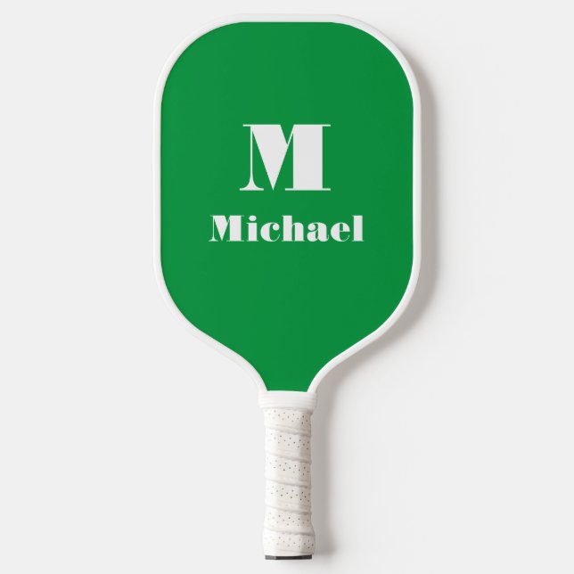 Moderne grüne Personalisierte Bezeichnung Erstfarb Pickleball Schläger (Vorderseite)