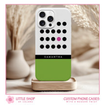Moderne grüne Polka-Punkte Farbblock-Monogramm
