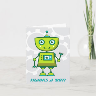 Moderne grüne Roboter-Jungen-Geburtstagsfeier Dankeskarte