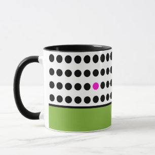 Moderne grüne rosa Punkte Farbblock Tasse
