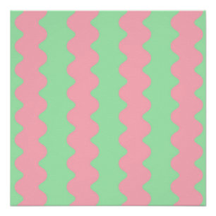 Moderne grüne rosa wellige Streifen Minimalistisch Poster