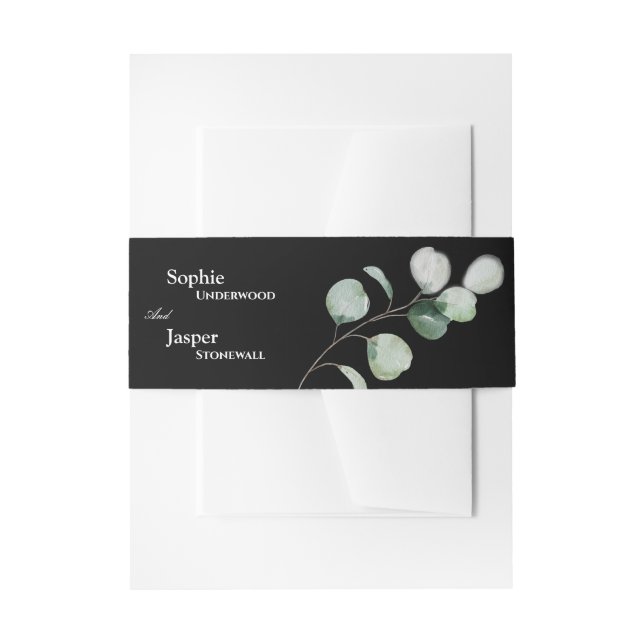 Moderne Grüne Schwarze Hochzeit Einladungsbanderole (Vorderseite Beispiel)