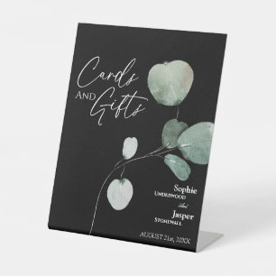 Moderne Grüne Schwarze Hochzeitskarte und Geschenk Sockelschild