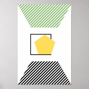 Moderne, grüne, schwarze und gelbe Formen Abstrakt Poster
