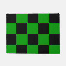 Moderne grüne schwarzes Quadrat-Muster-Gewohnheit Fußmatte