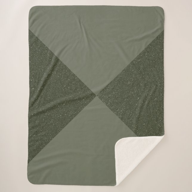 Moderne grüne Split Sherpa Blanket Sherpadecke (Vorderseite)