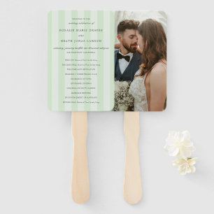 Moderne grüne Streifen Elegantes Hochzeitsprogramm Fächer