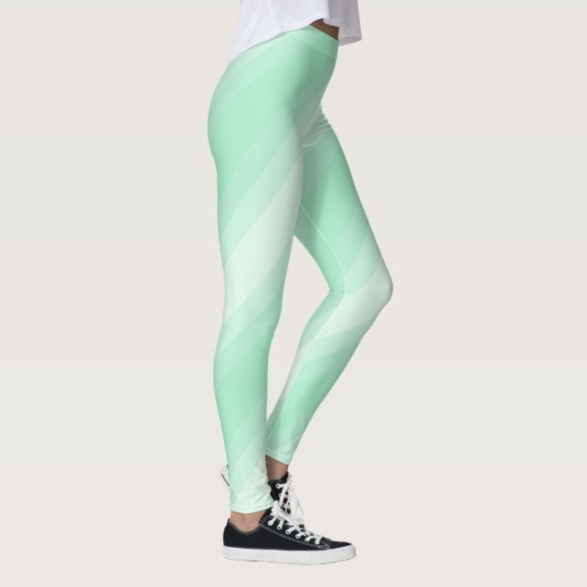 Moderne, grüne Streifen in modernem Design Leggings (Rechts)
