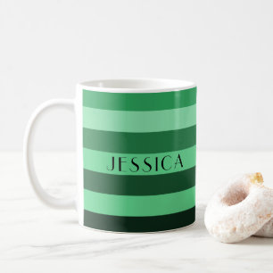 Moderne grüne Streifen Mustername Kaffeetasse