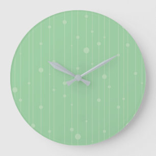 Moderne, grüne Streifen und Punkte Große Wanduhr