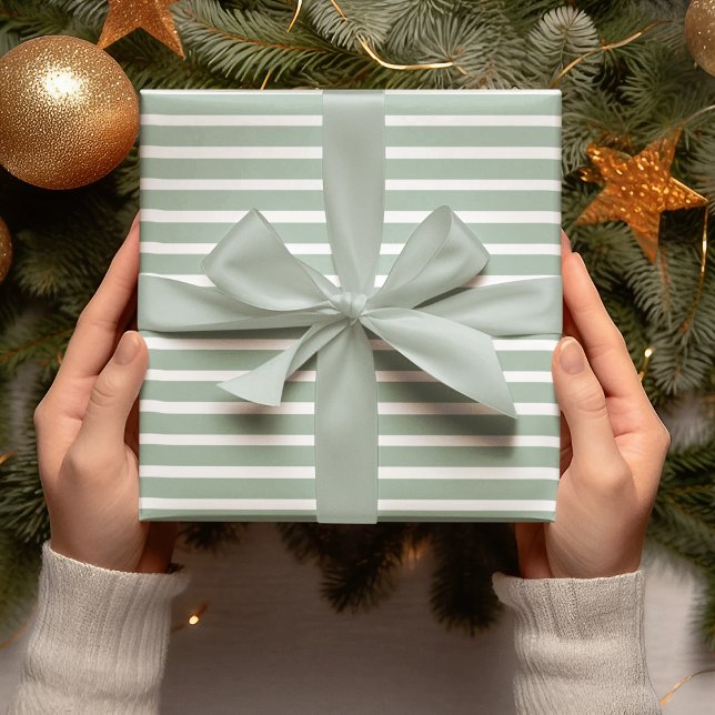 Moderne grüne Streifen Weihnachten Geschenkpapier (Von Creator hochgeladen)