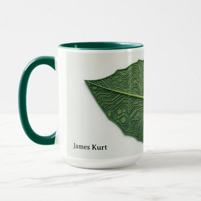 Moderne Grüne Tech-Blatt Personalisiert Tasse (Links)