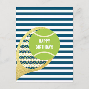 Moderne grüne Tennisball Navy Blau Geburtstag Postkarte