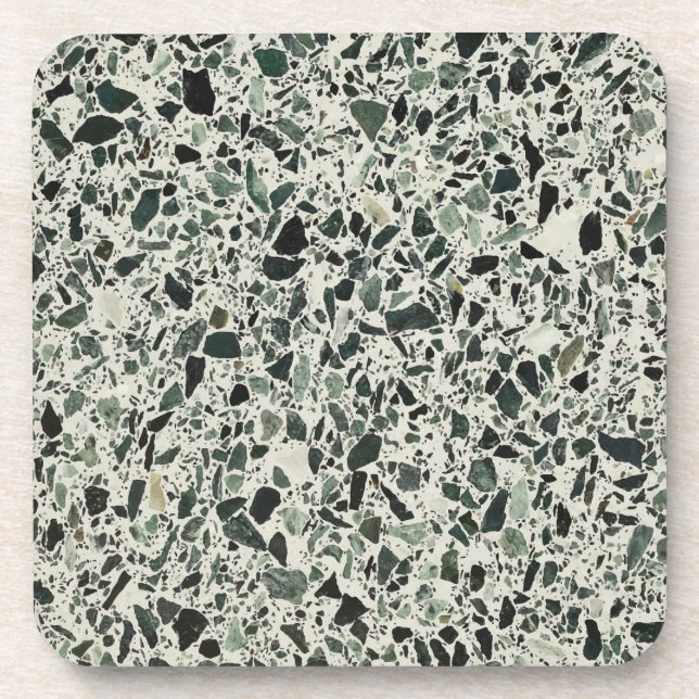 Moderne grüne Terrazzo Getränkeuntersetzer (Vorderseite)