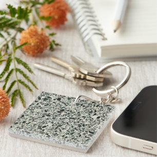 Moderne grüne Terrazzo Schlüsselanhänger