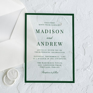 Moderne grüne Umrandung Hochzeit Acryleinladungen