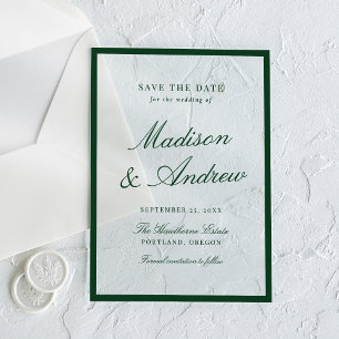 Moderne grüne Umrandung Hochzeit - Rettet das Datu Acryleinladungen