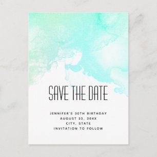 Moderne grüne und blaue Farbe Save the Date Einladungspostkarte