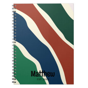 Moderne, grüne und blaue rote Strickschrift Notizblock